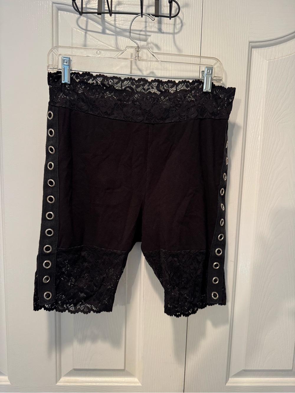 Deranged Designs Black Grommet Lace Trim Women’s Shorts